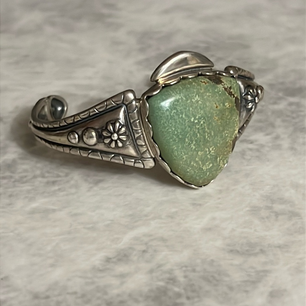 Carolyn Pollock Green Turquoise Arrowhead Cuff sterling bracelet